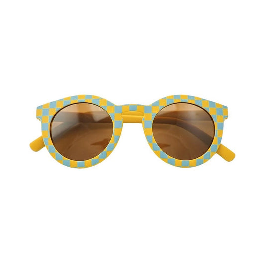 Sustainable Kids Sunglasses V3 / Checks Laguna/Wheat