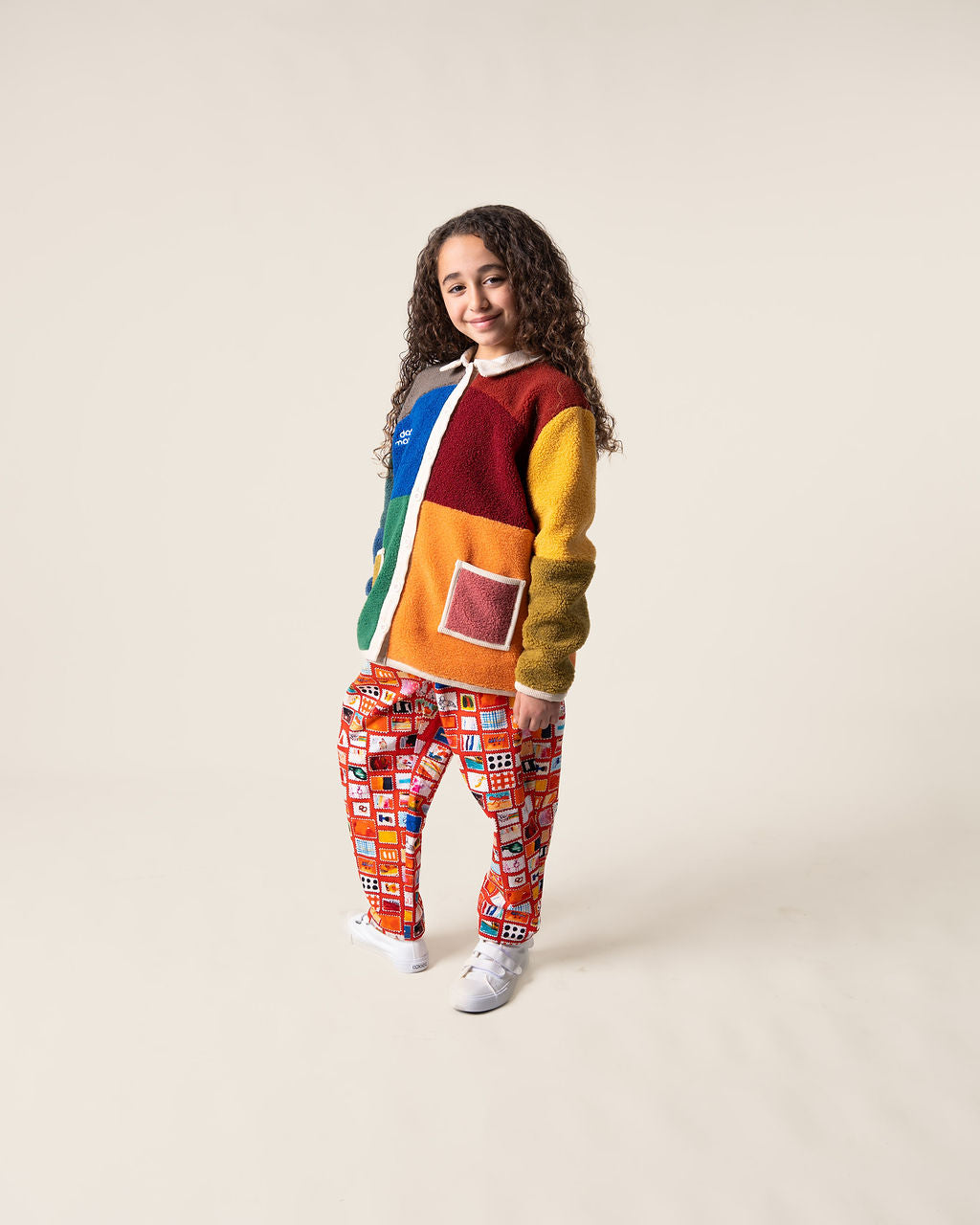 Colour Block Boucle Coat