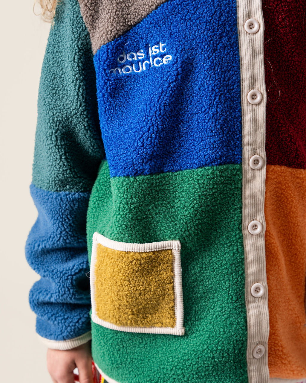 Colour Block Boucle Coat