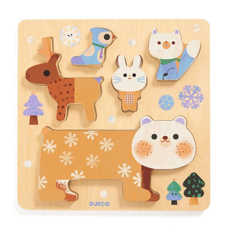 5 Piece Woody Stack Wooden Animal Puzzle