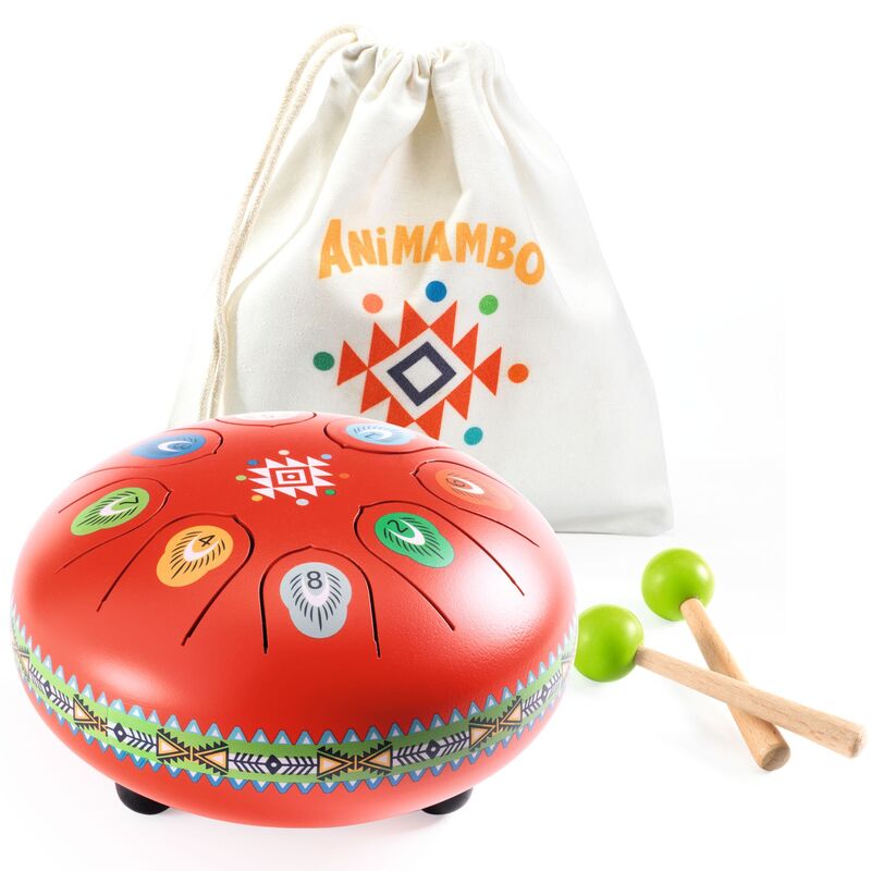 Animambo Red Metal Tongue Drum