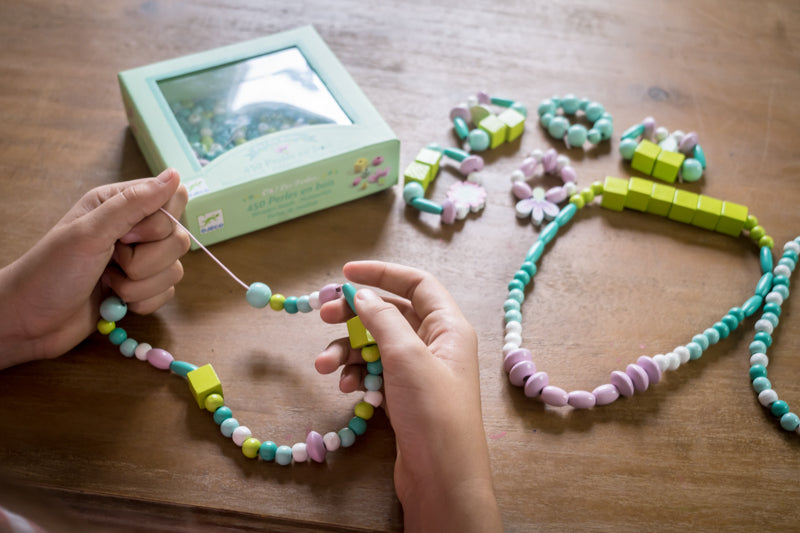 Leaves and Flowers Wooden Beads