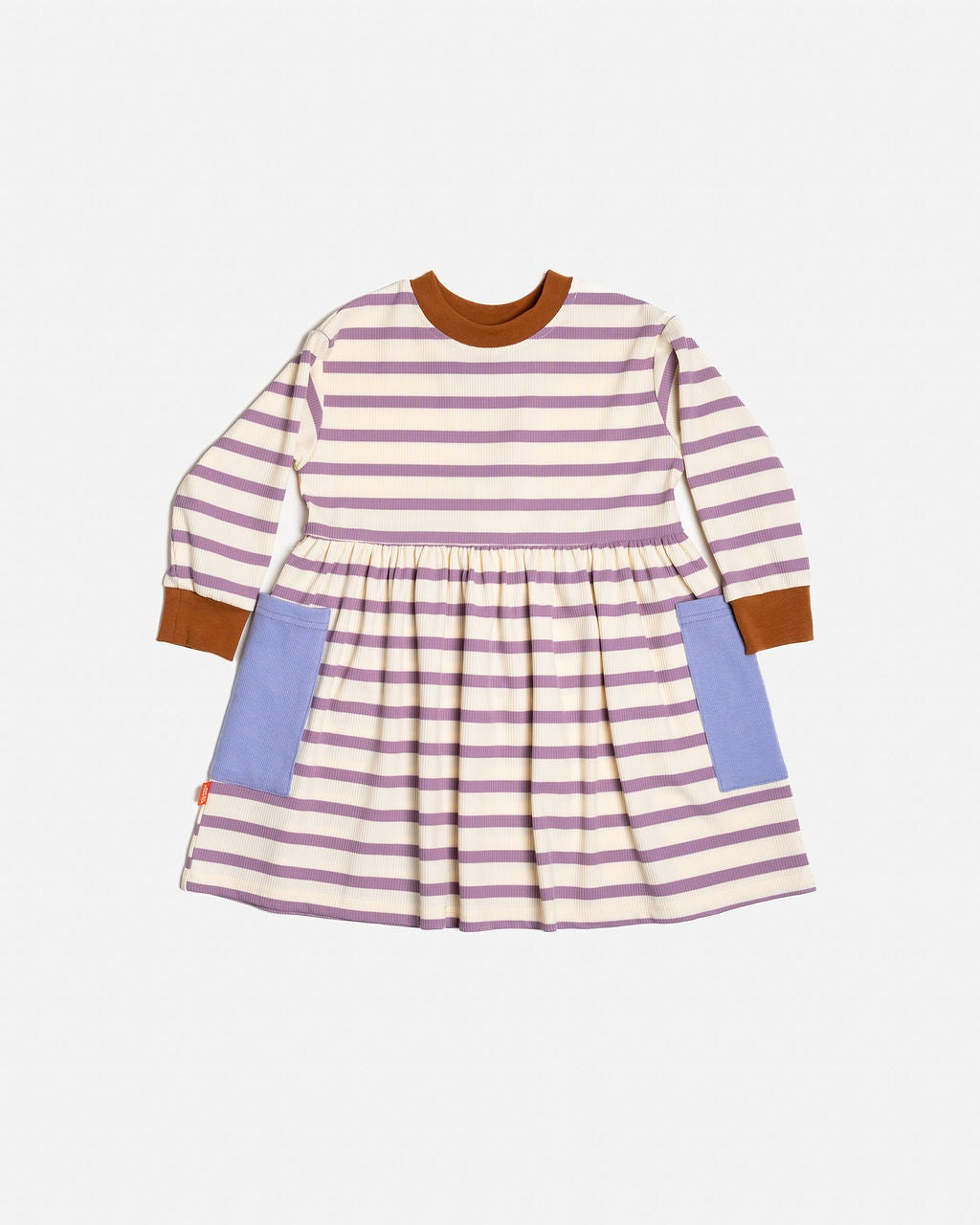 Purple Stripe Long Sleeve Bell Dress