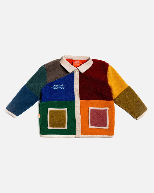 Colour Block Boucle Coat