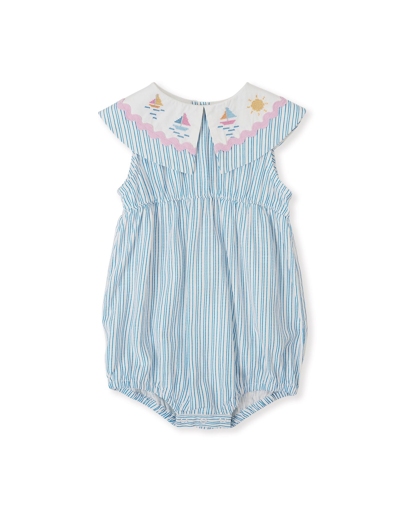 Ava Sailor Stripe Collared Romper
