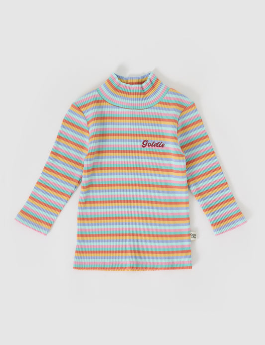 Candy Stripe Embroidered Rib Skivvy