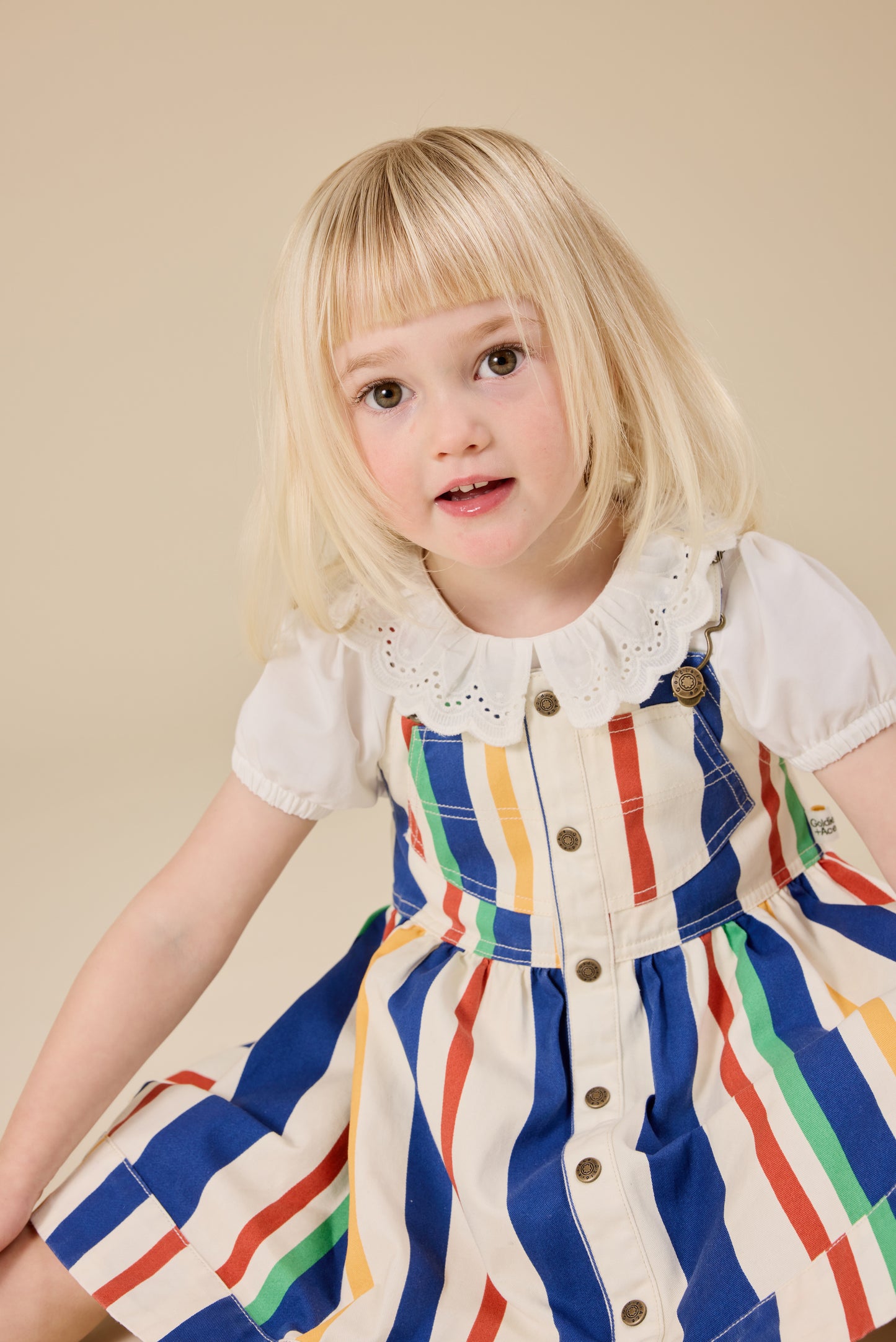 Heidi 90's Bold Stripe Denim Pinafore Dress