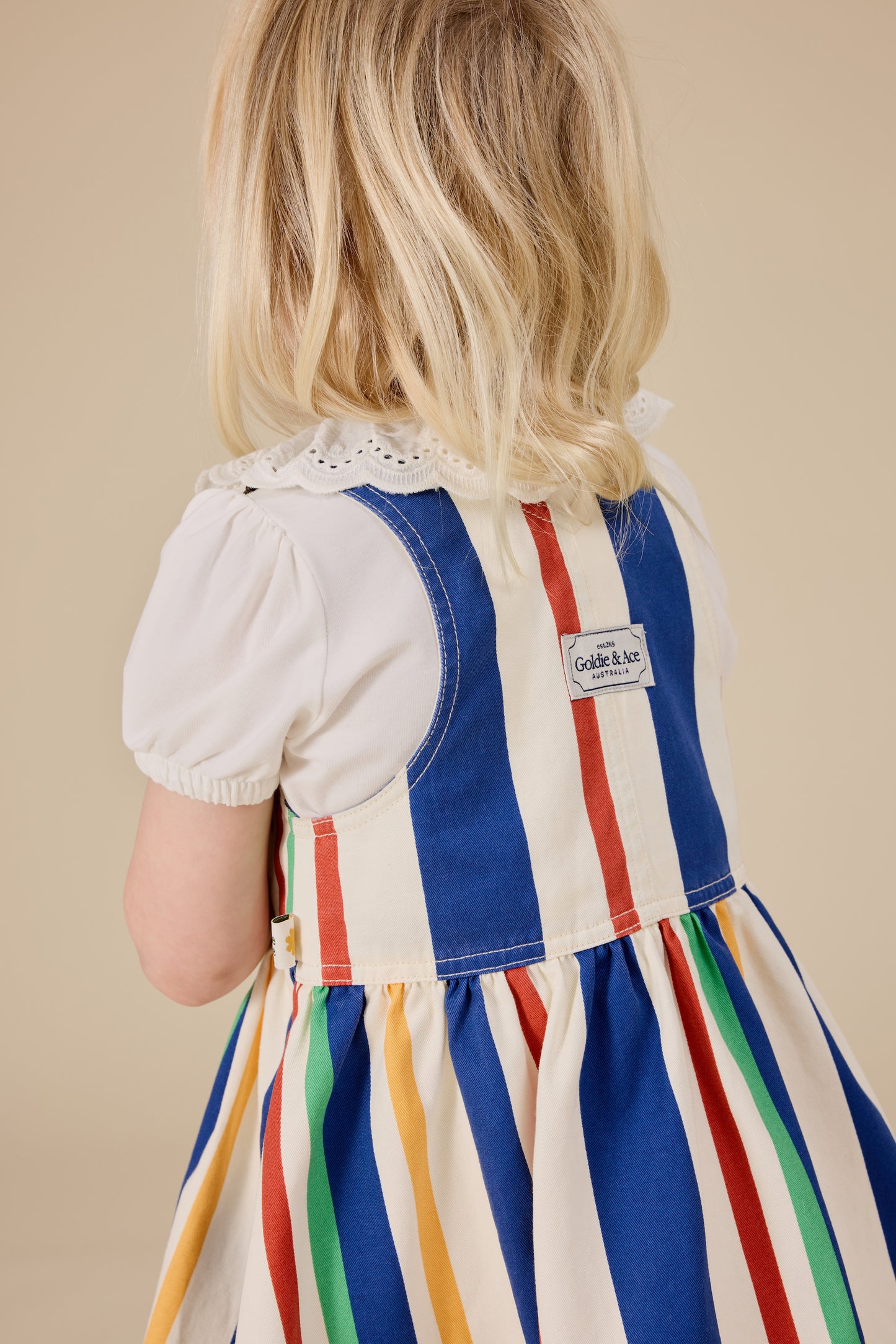 Heidi 90's Bold Stripe Denim Pinafore Dress