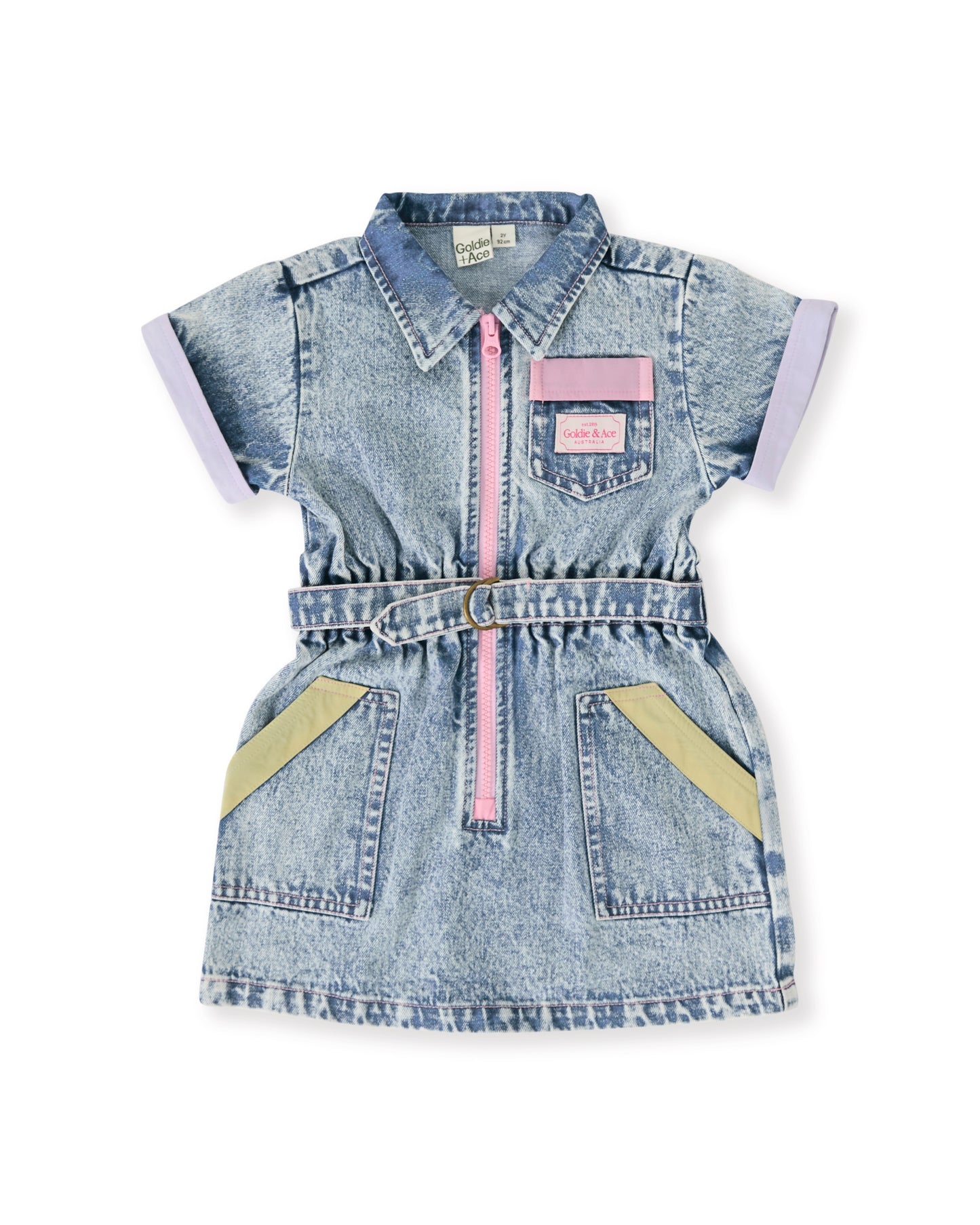 Piper Denim Belted Dress / Pastel Pop