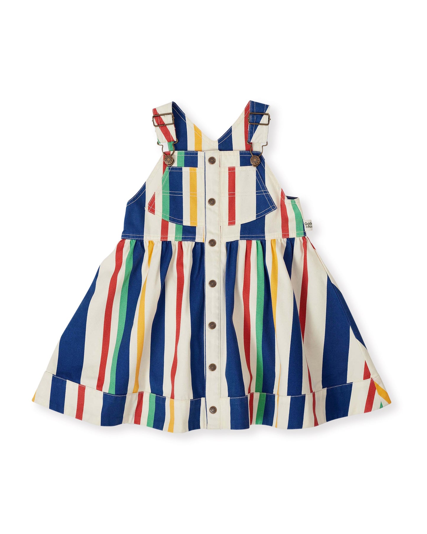 Heidi 90's Bold Stripe Denim Pinafore Dress