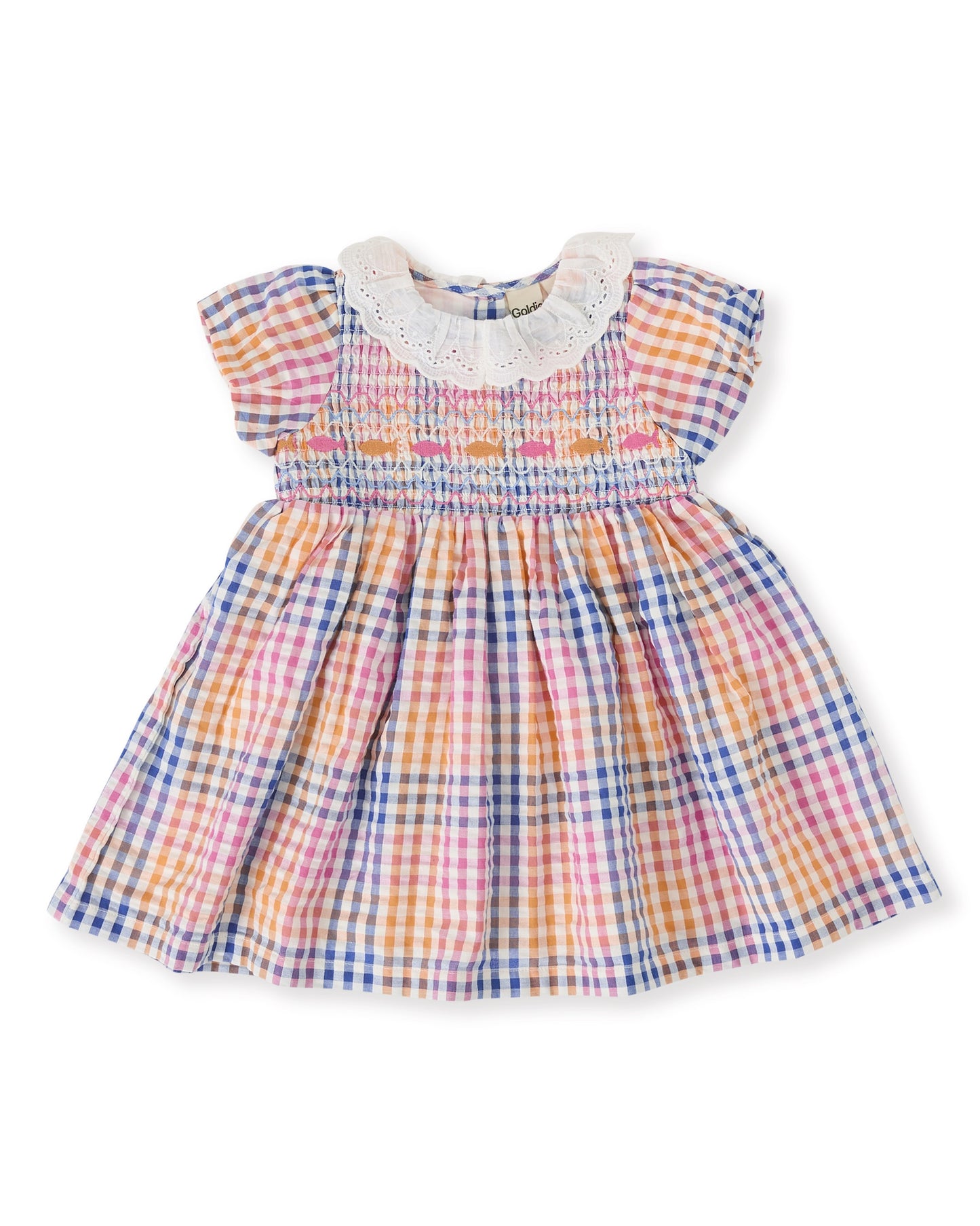 Flo Rainbow Gingham Smocked Dress