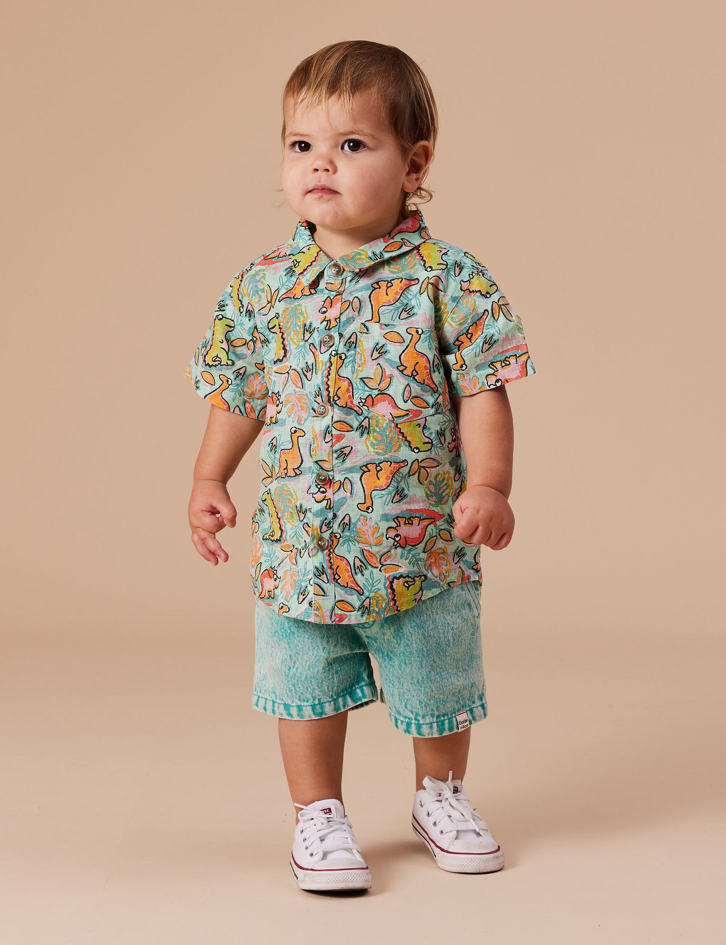 Dino Jungle Holiday Linen Shirt