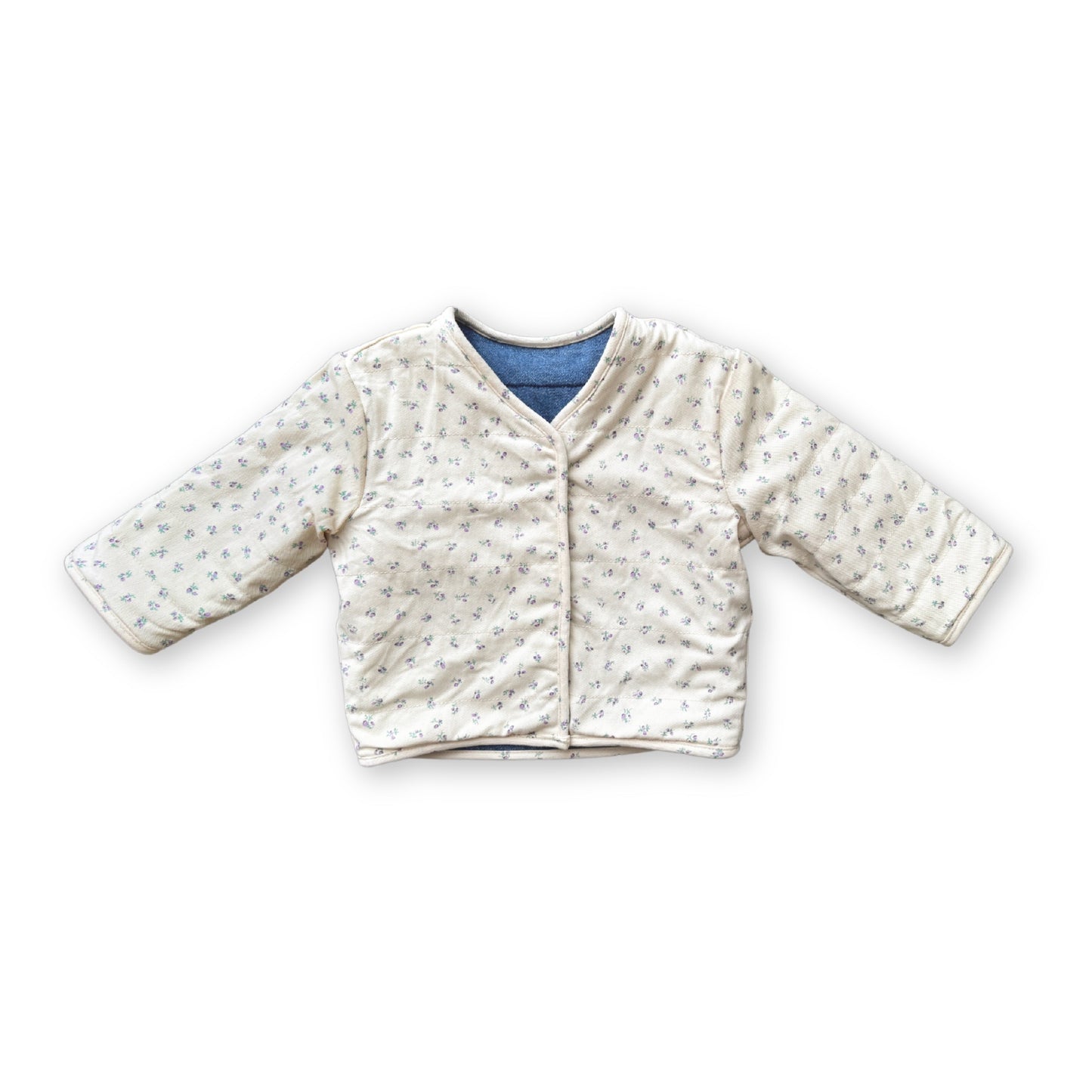 Quilted Reversible Jacket / Denim & Garden