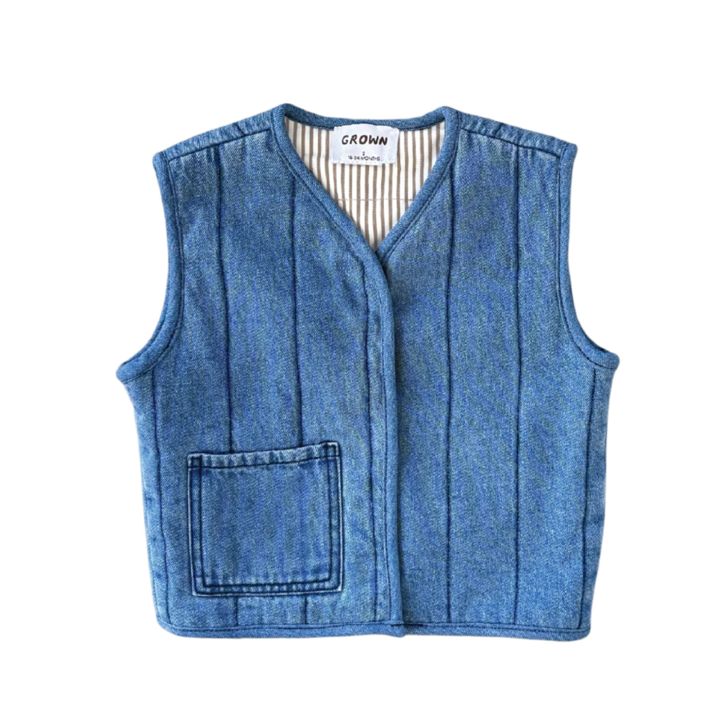Quilted Reversible Vest / Denim & Paint