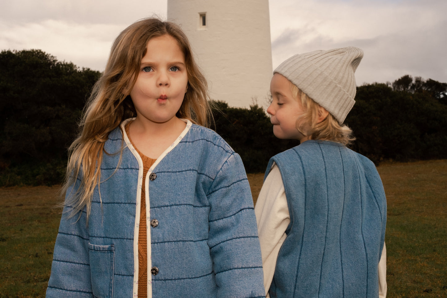 Quilted Reversible Jacket / Denim & Garden