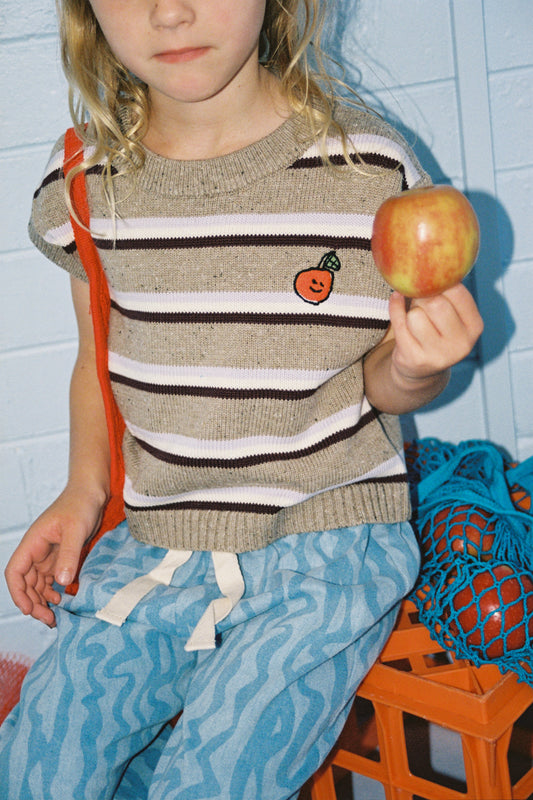 Organic Stripe Apple Knit Vest