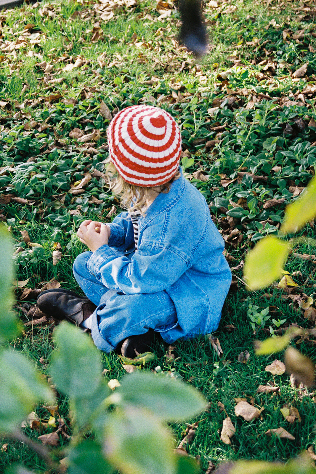 Organic Striped Pixie Knit Beanie / Sauce