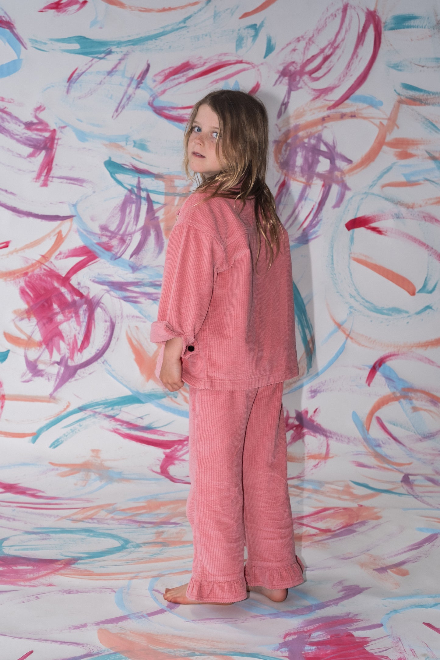 Organic Cord Shirt Jacket / Sorbet