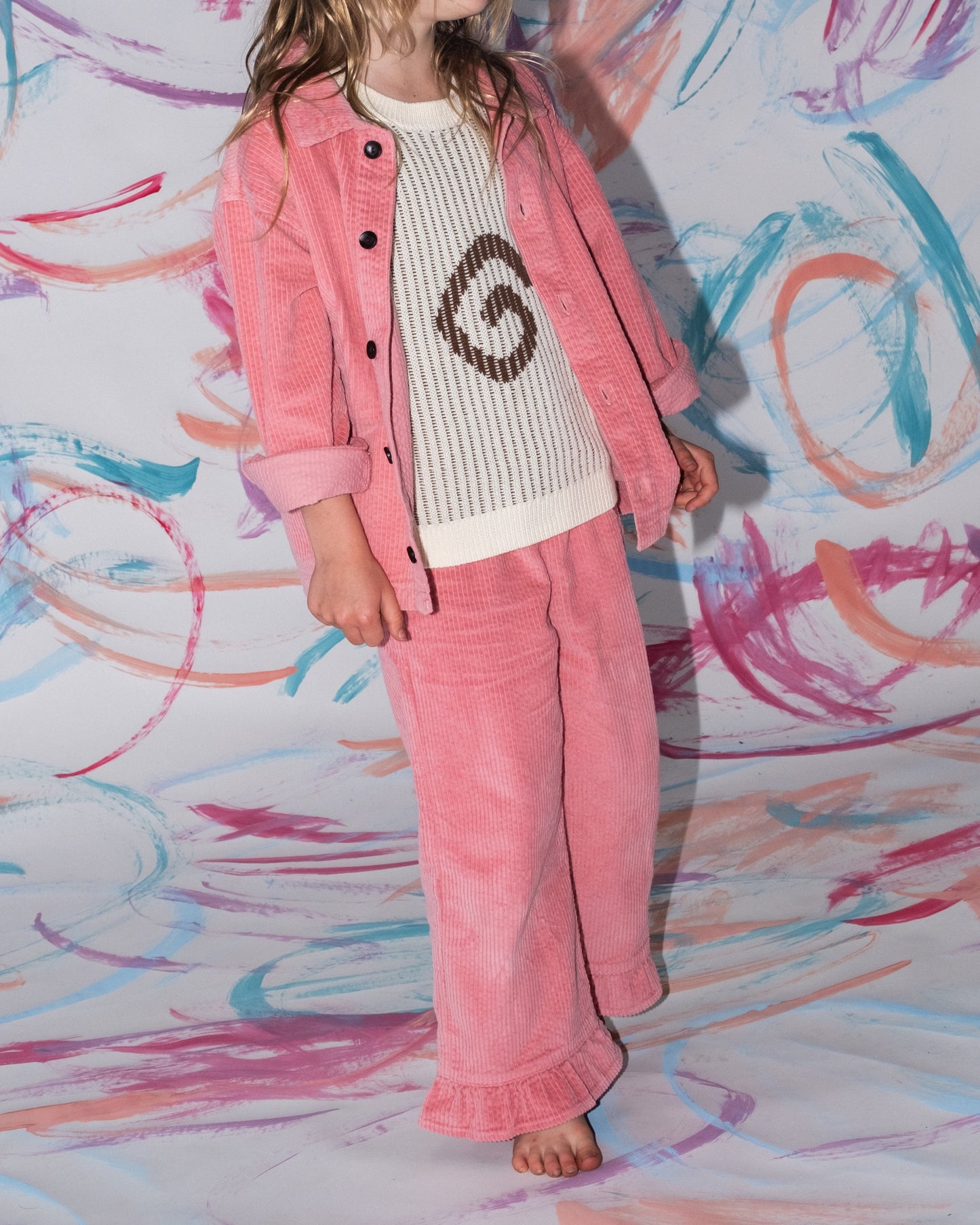 Organic Cord Shirt Jacket / Sorbet