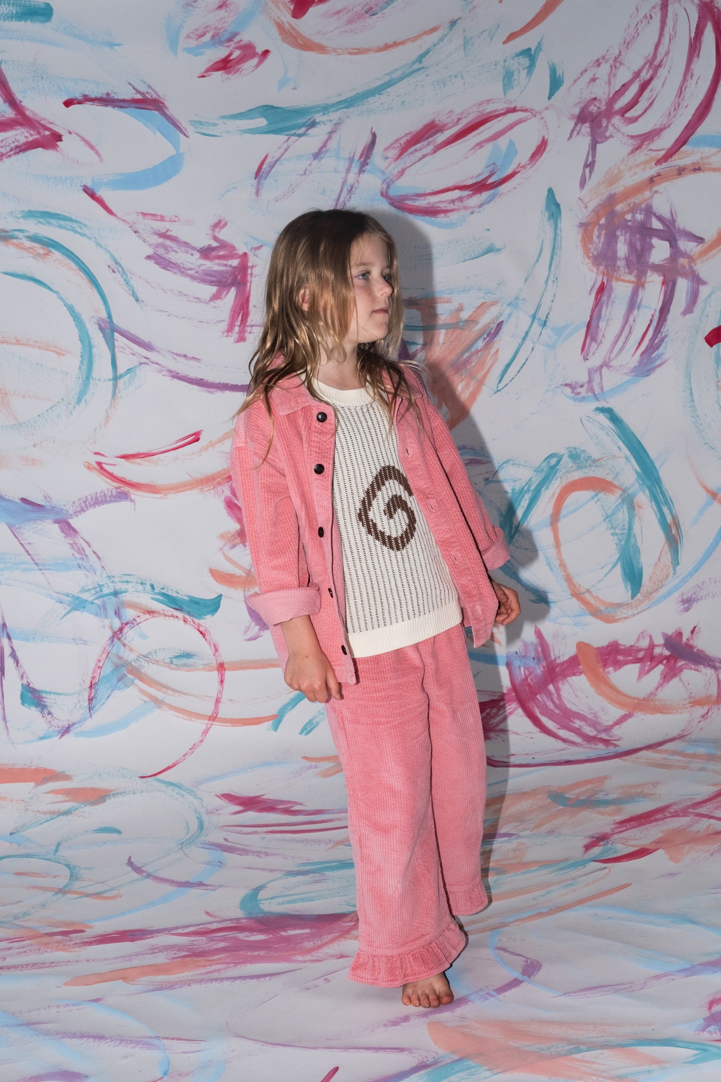 Organic Cord Shirt Jacket / Sorbet