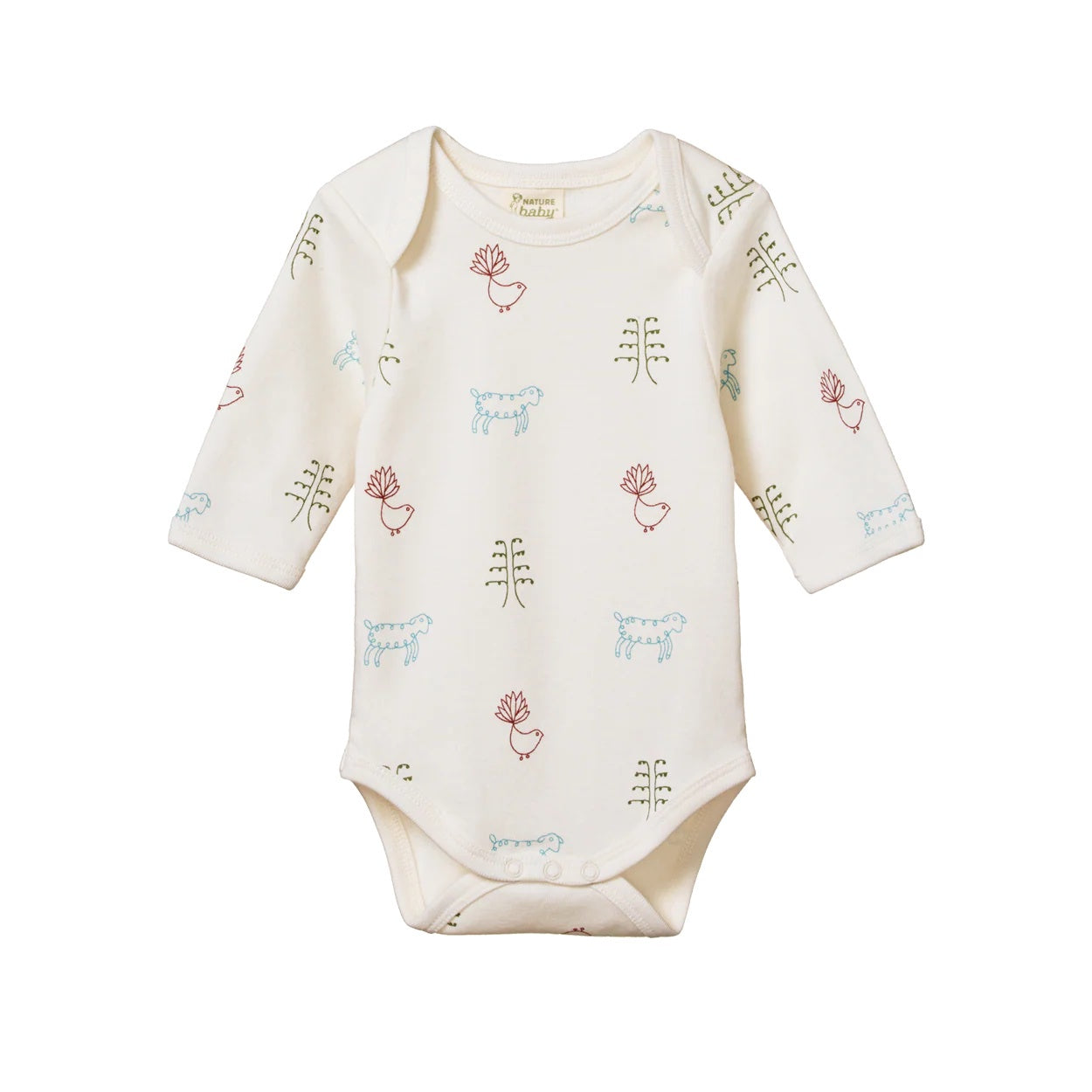 Cotton Long Sleeve Bodysuit / Nature Baby Print