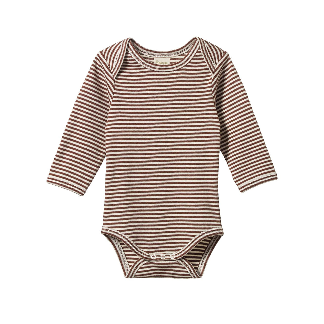 Cotton Long Sleeve Bodysuit / Pinecone Stripe