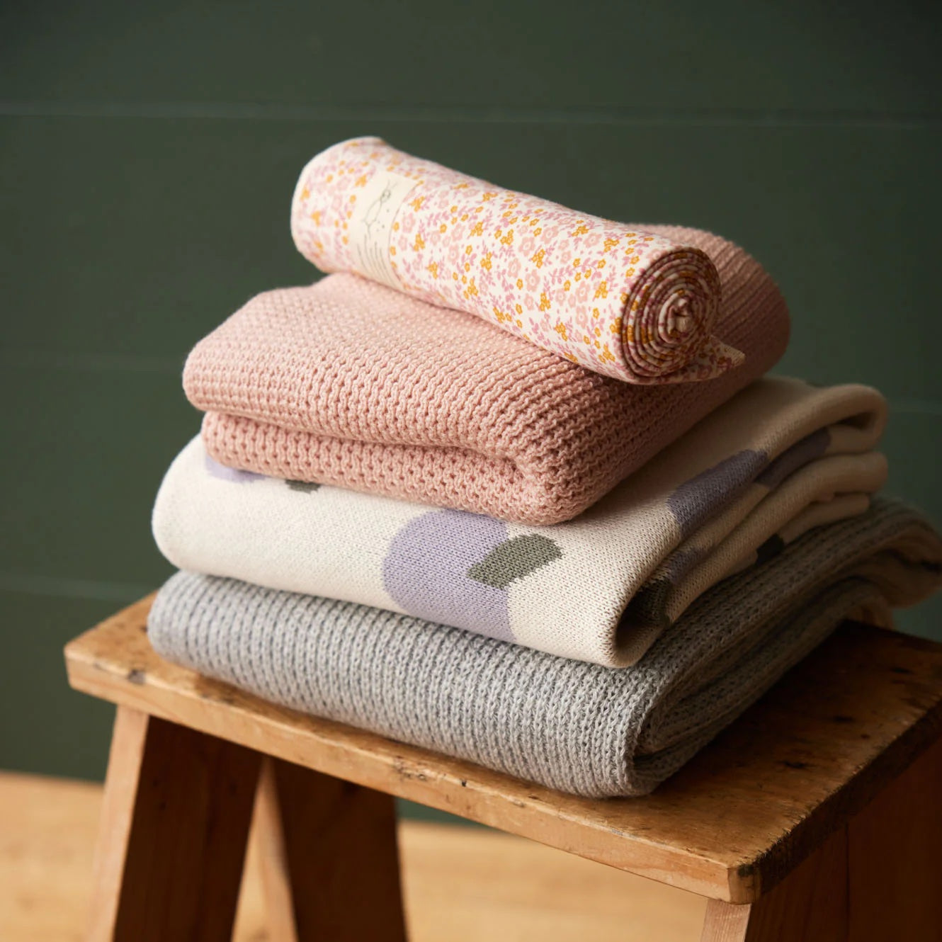 Merino Wool Knit Blanket / Rose Dust
