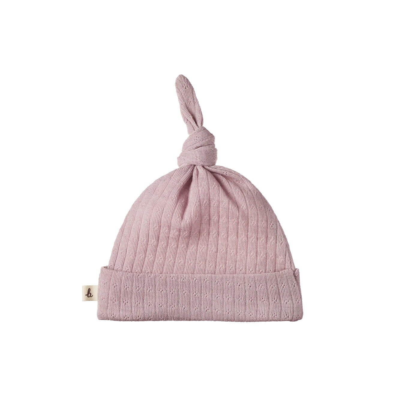 Merino Pointelle Knotted Beanie / Lilac