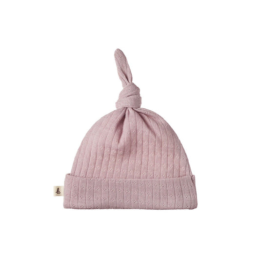 Merino Pointelle Knotted Beanie / Lilac