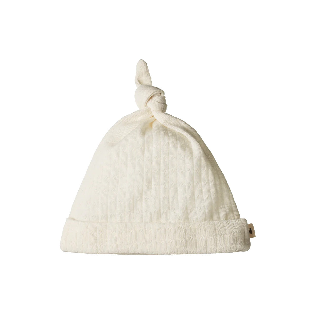 Merino Pointelle Knotted Beanie / Natural