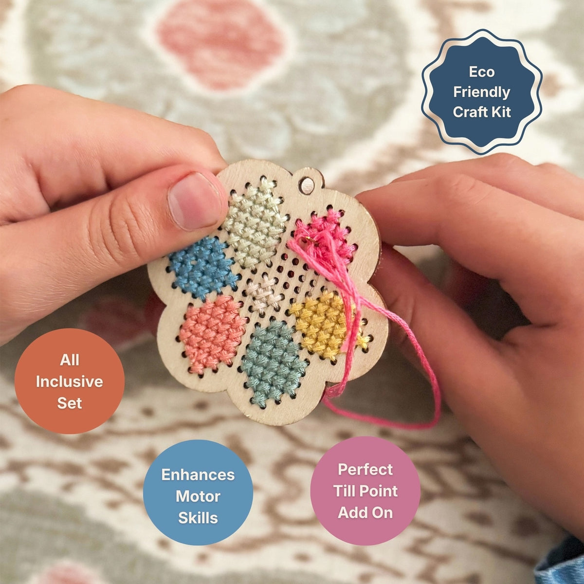 Make Your Own Flower Cross Stitch Keyring