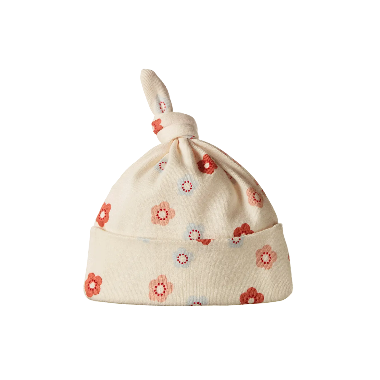 Cotton Knotted Beanie / Petite Flora Stamp