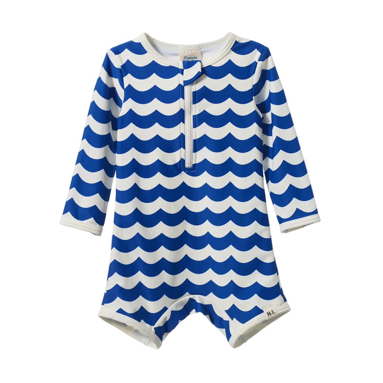 One Piece Bathing Trunks / Waves Blue Print
