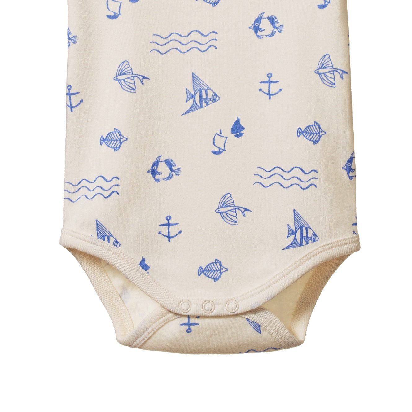 Cotton Short Sleeve Bodysuit / Atlantic Print