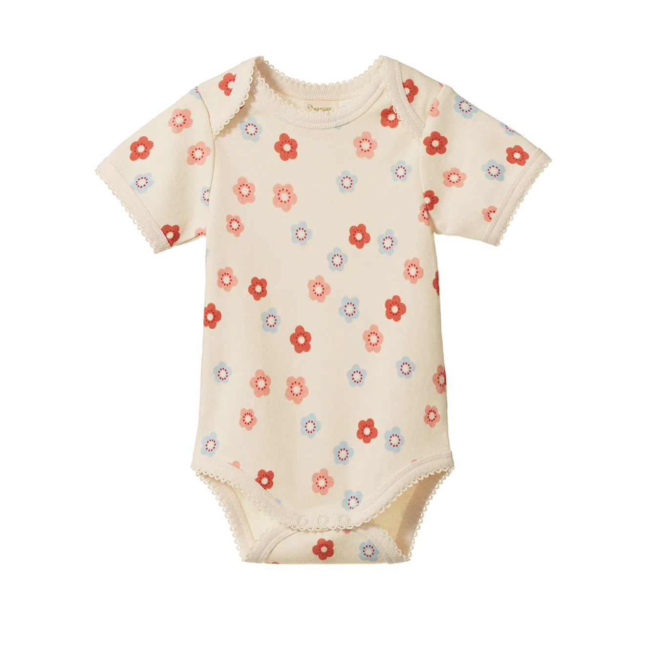 Cotton Short Sleeve Bodysuit / Petite Flora Stamp
