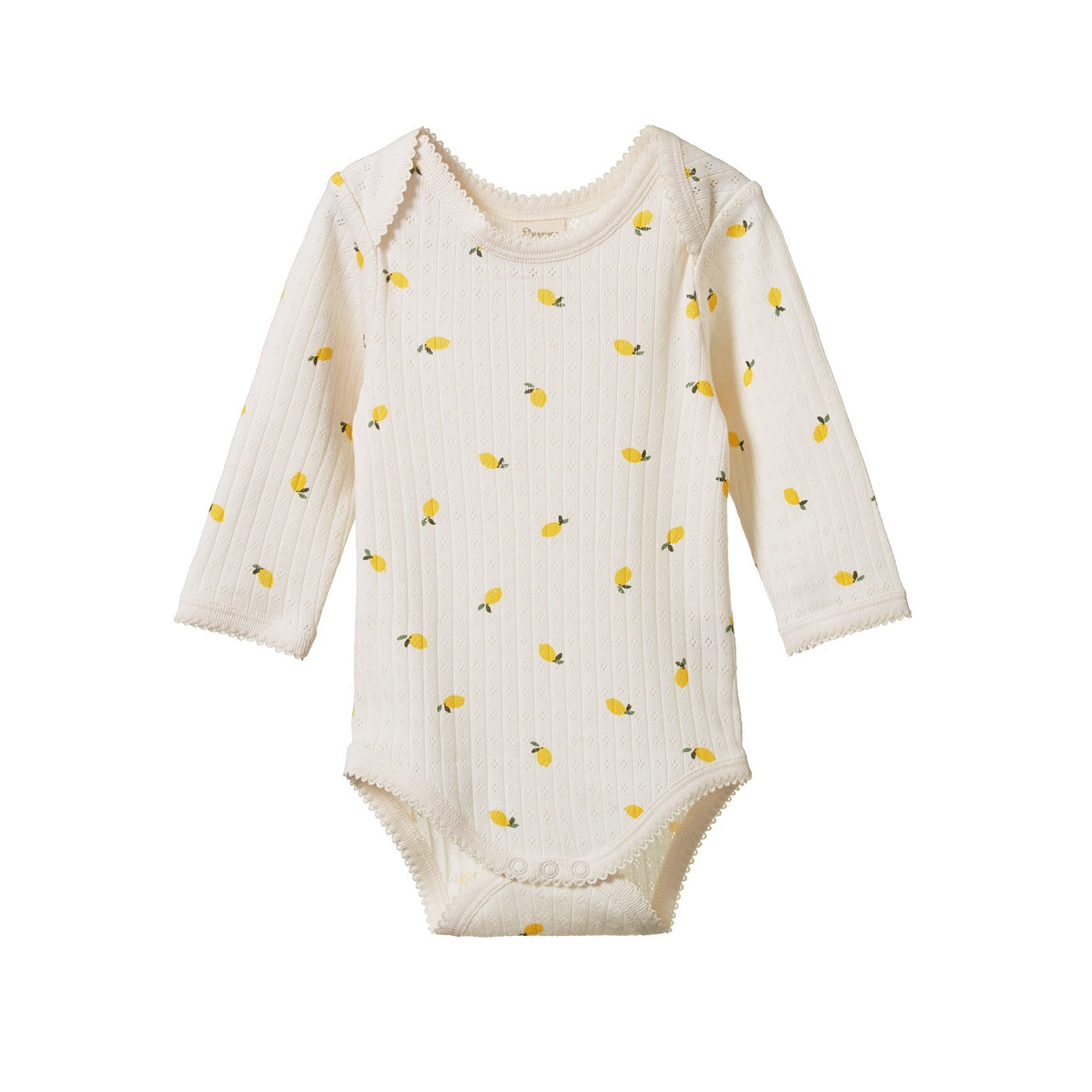 Pointelle Long Sleeve Bodysuit / Lemon