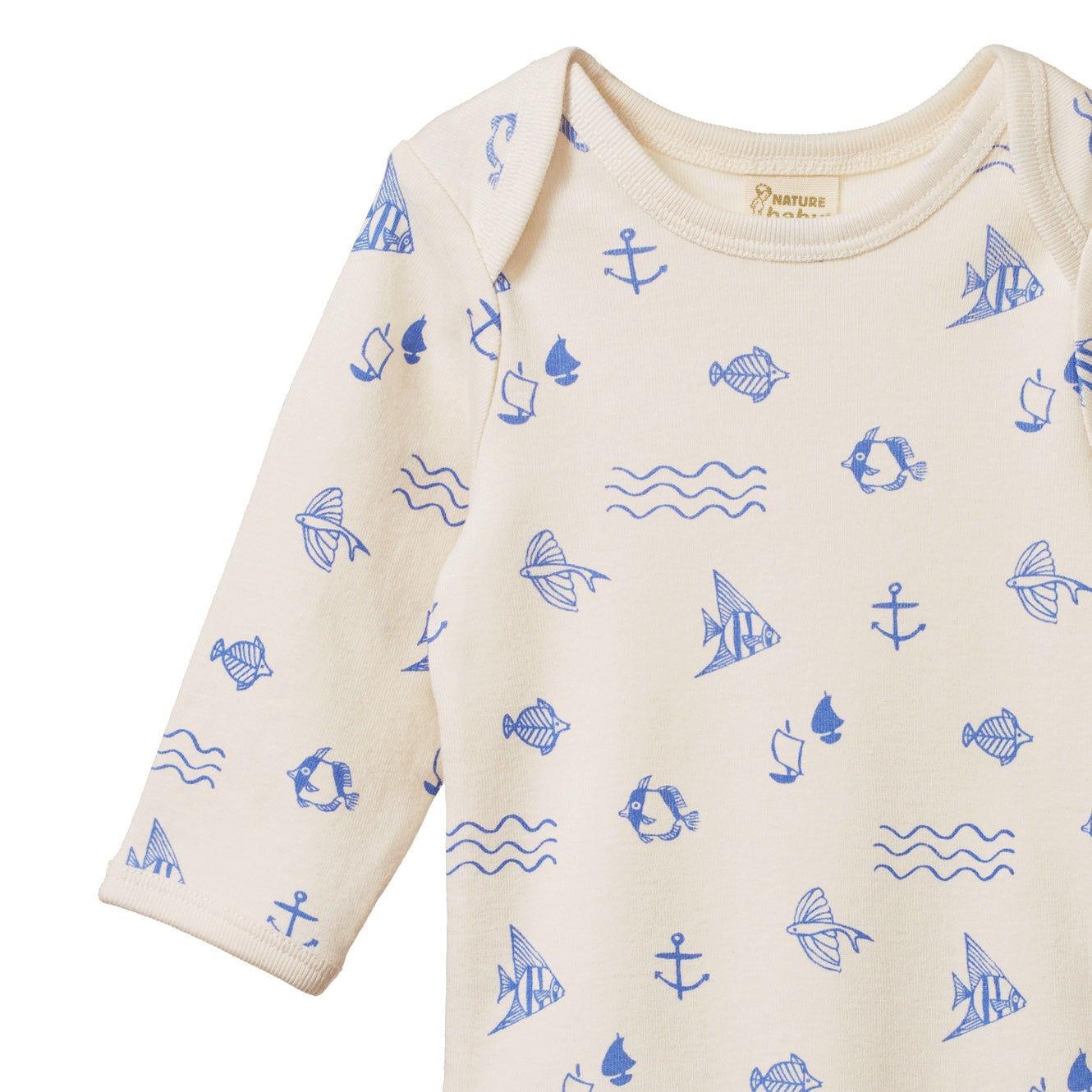 Cotton Long Sleeve Bodysuit / Atlantic Print