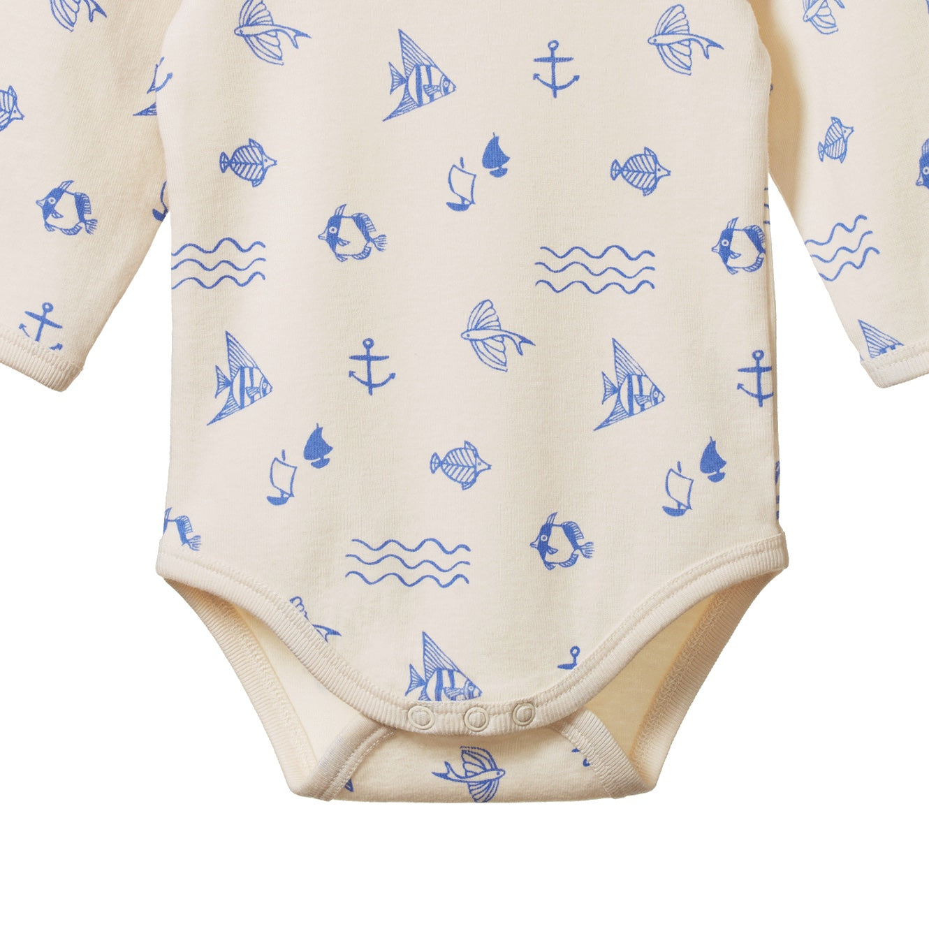 Cotton Long Sleeve Bodysuit / Atlantic Print