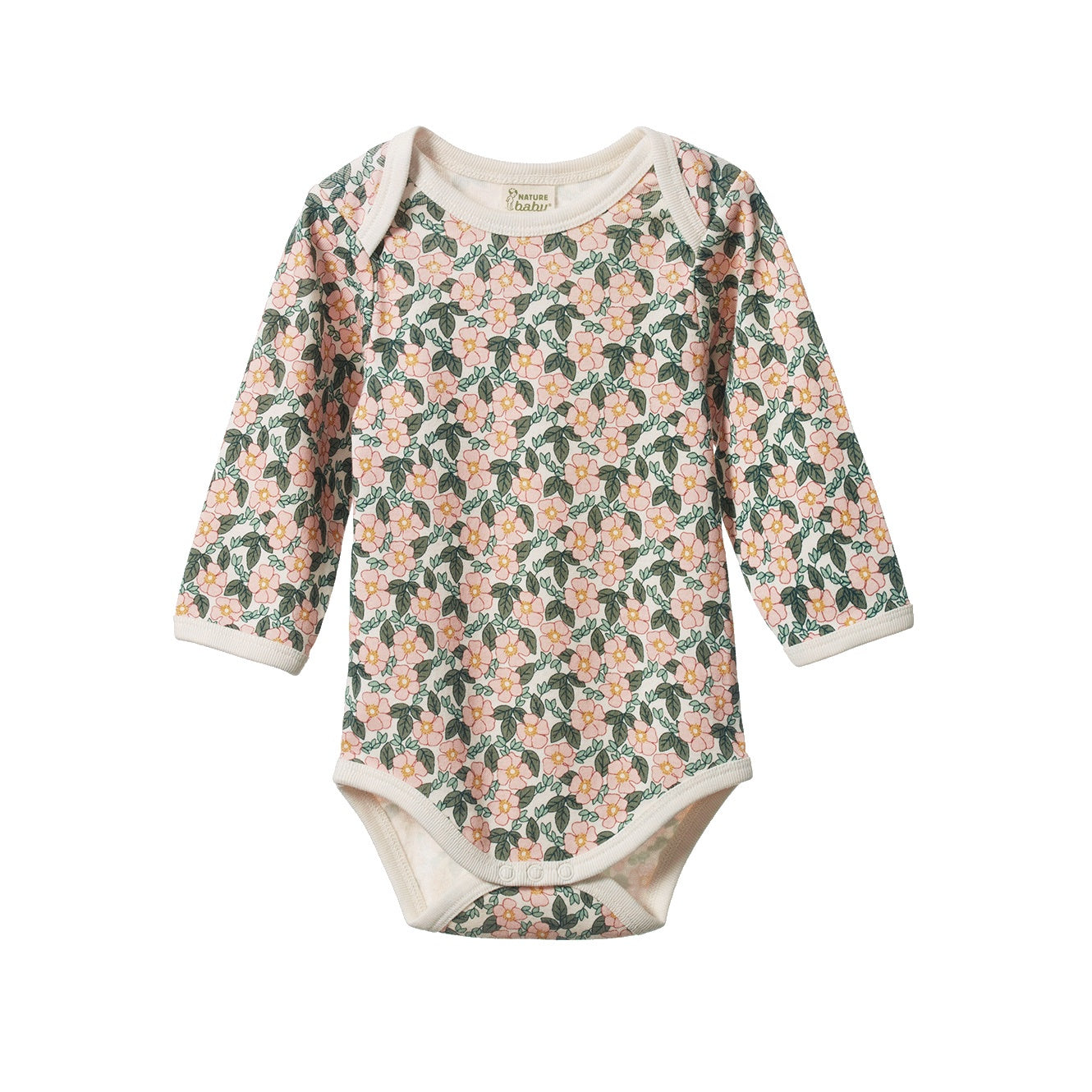 Cotton Long Sleeve Bodysuit / Garland Print