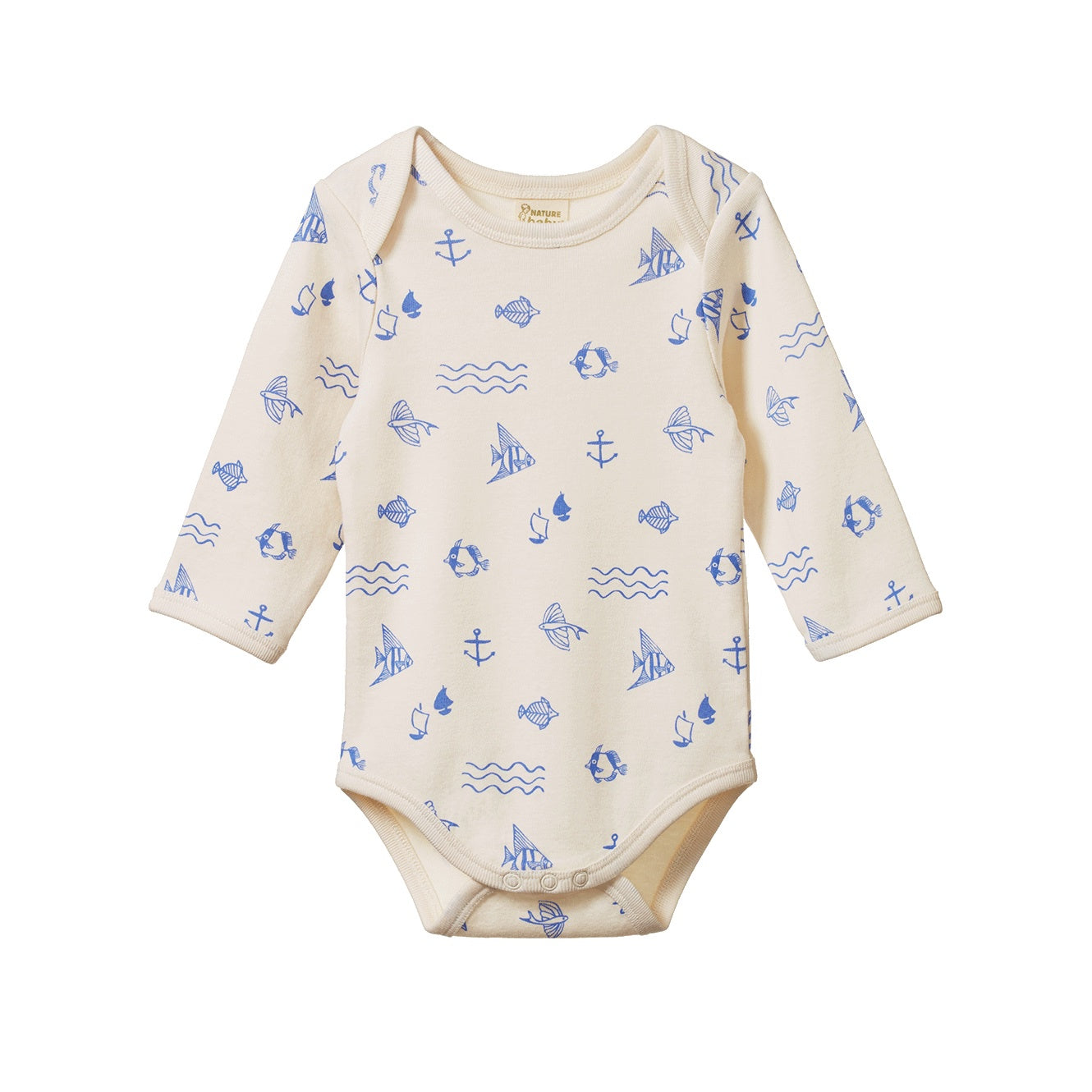 Cotton Long Sleeve Bodysuit / Atlantic Print