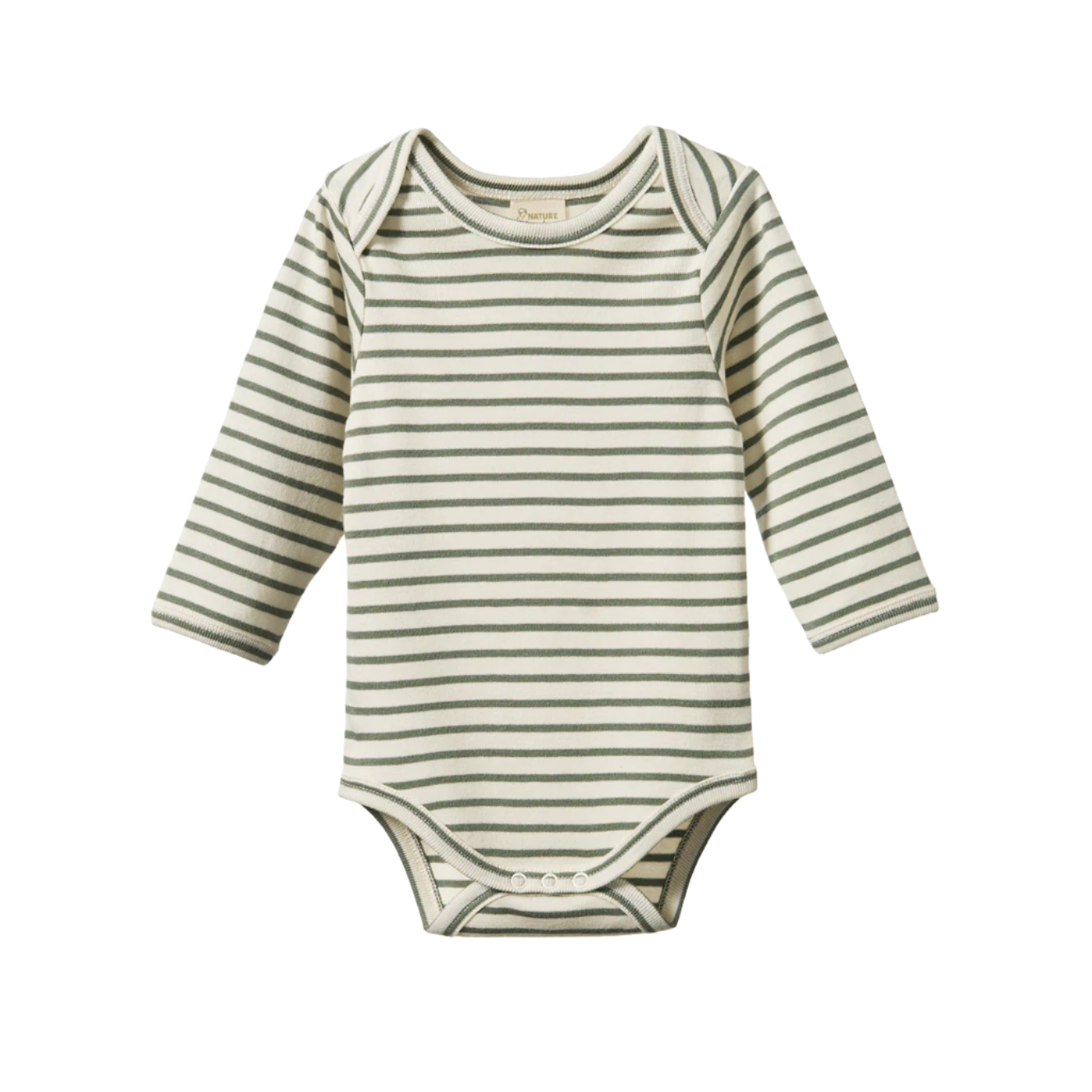 Striped baby bodysuit on a white background