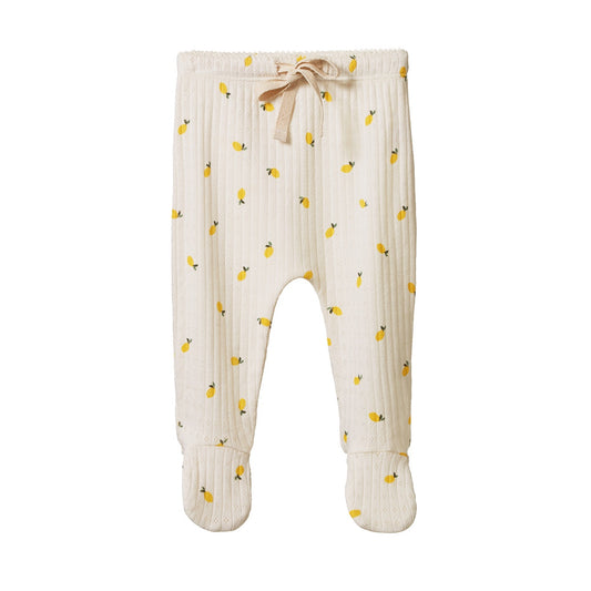 Pointelle Footed Rompers / Lemon