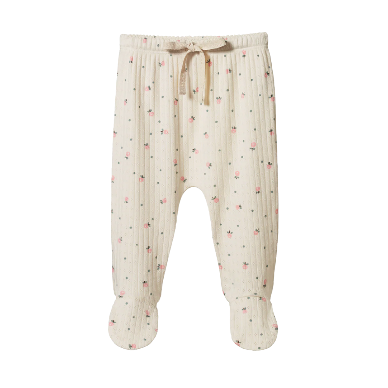 Baby leggings with a subtle pattern on a white background
