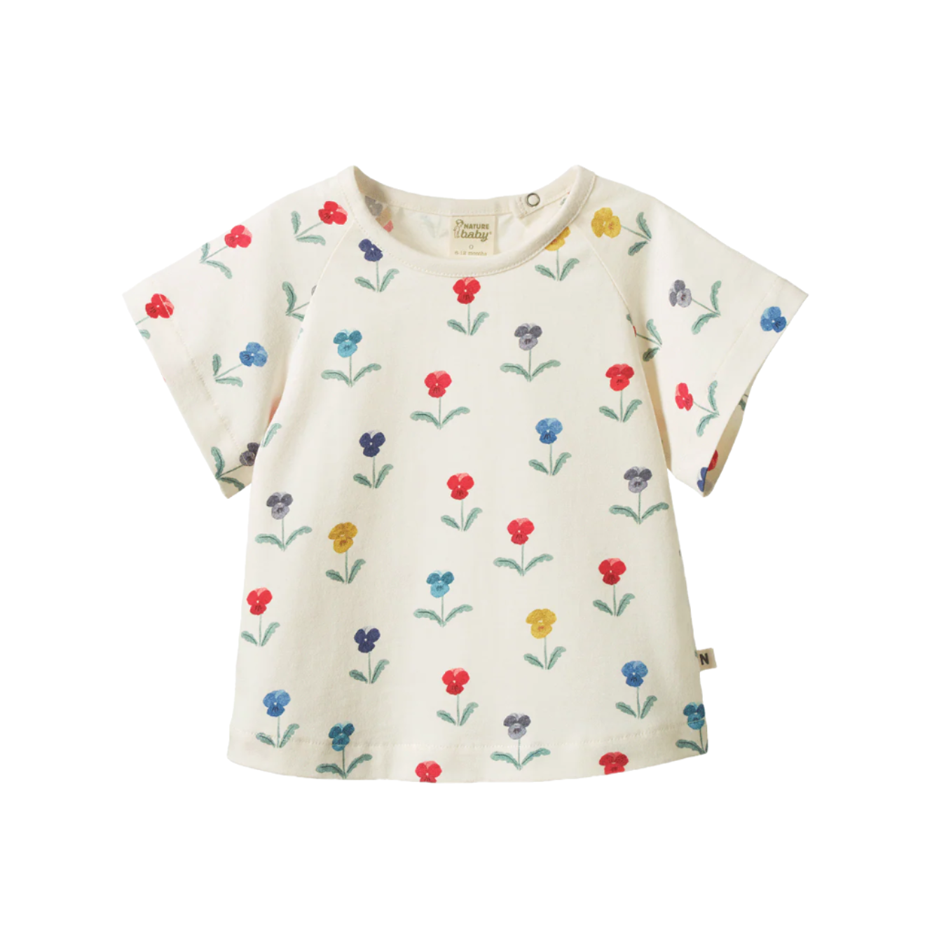 Children's t-shirt with floral pattern on a white background