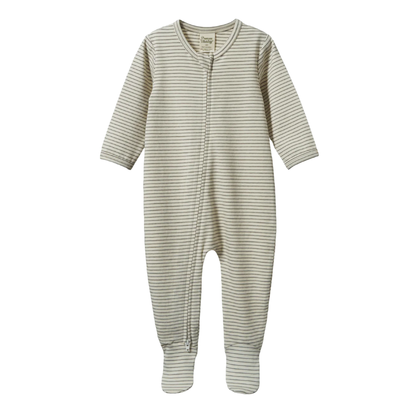 Striped baby onesie on a white background