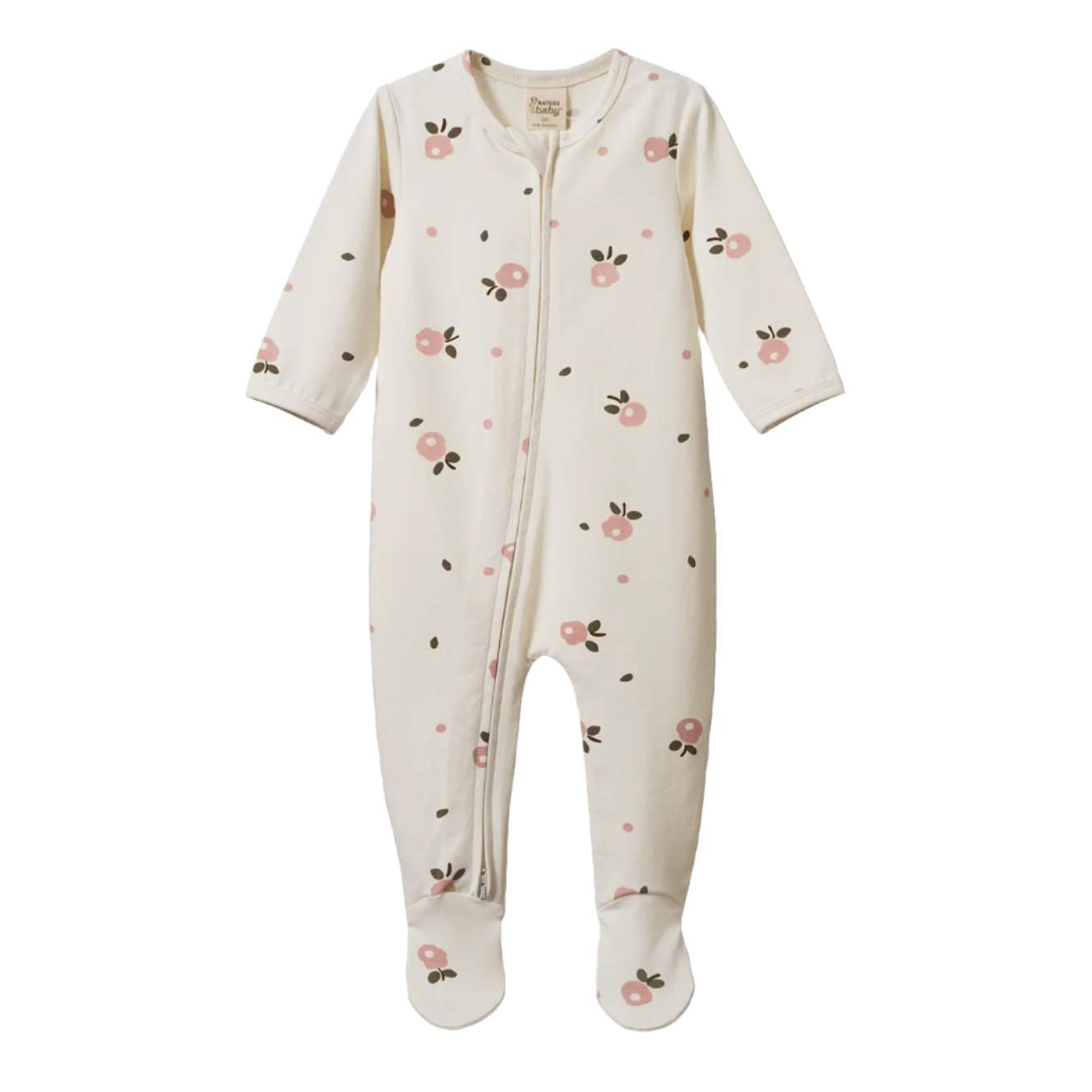 Baby onesie with floral pattern on a white background