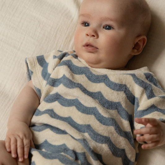 Juno Terry Romper / Waves Print
