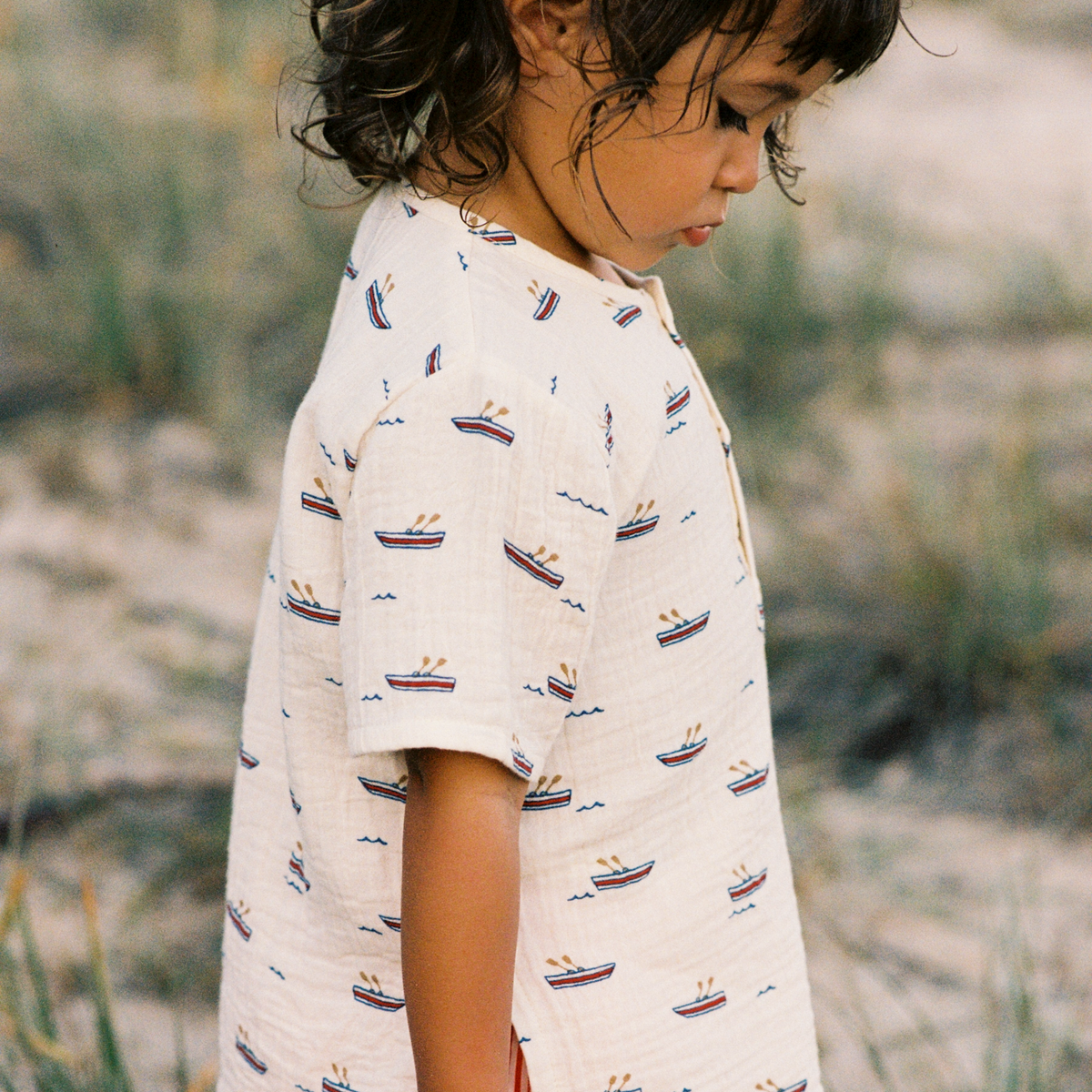 Short Sleeve Caravan Shirt / Row Boats Print