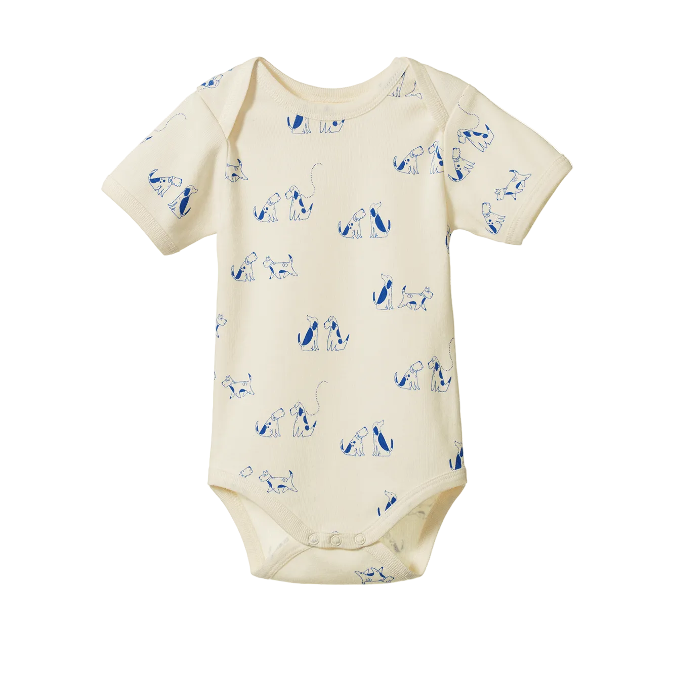 Cotton Short Sleeve Bodysuit / Dog Walk Print