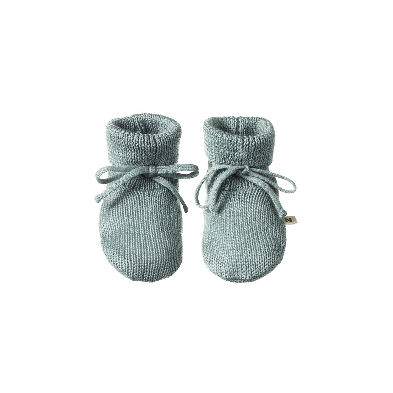 Merino Knit Drawstring Booties / Sage